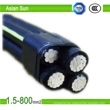 0.6/1kv Aluminum Core PVC, XLPE Insulated Black Aerial Bundle Cable, ABC Cable Made in China